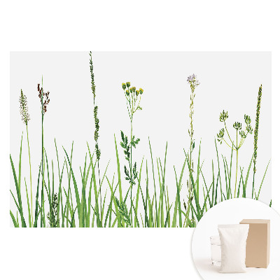 Tapet nețesut cu imprimeu Flori sălbatice și ierburi în acuarelă, armonie a naturii