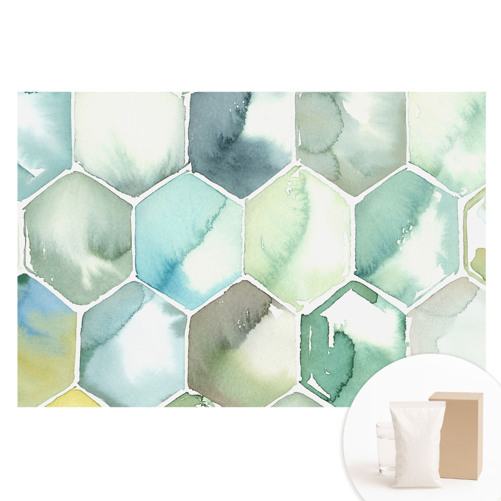 Tapet fotografic din material nețesut cu design hexagonal în acuarelă