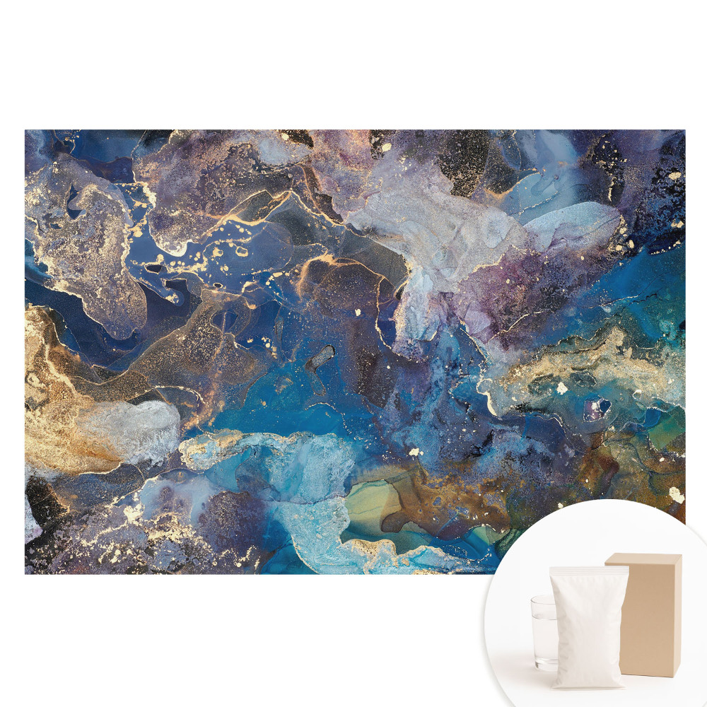 Tapet nețesut cu model de abstracție cosmică în nuanțe de albastru și violet
