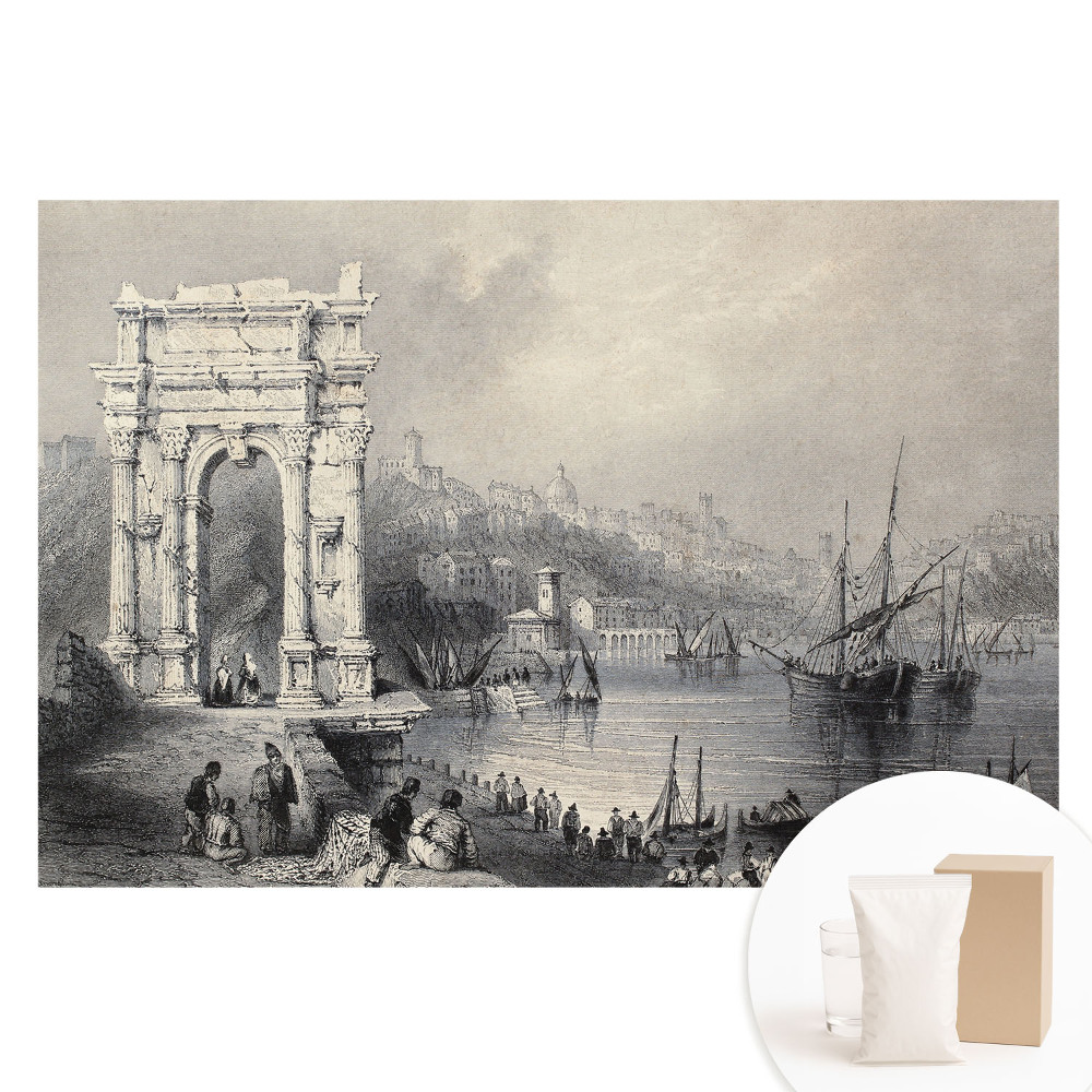 Fototapet cu imprimeu pe material nețesut Un port de agrement istoric cu un arc antic