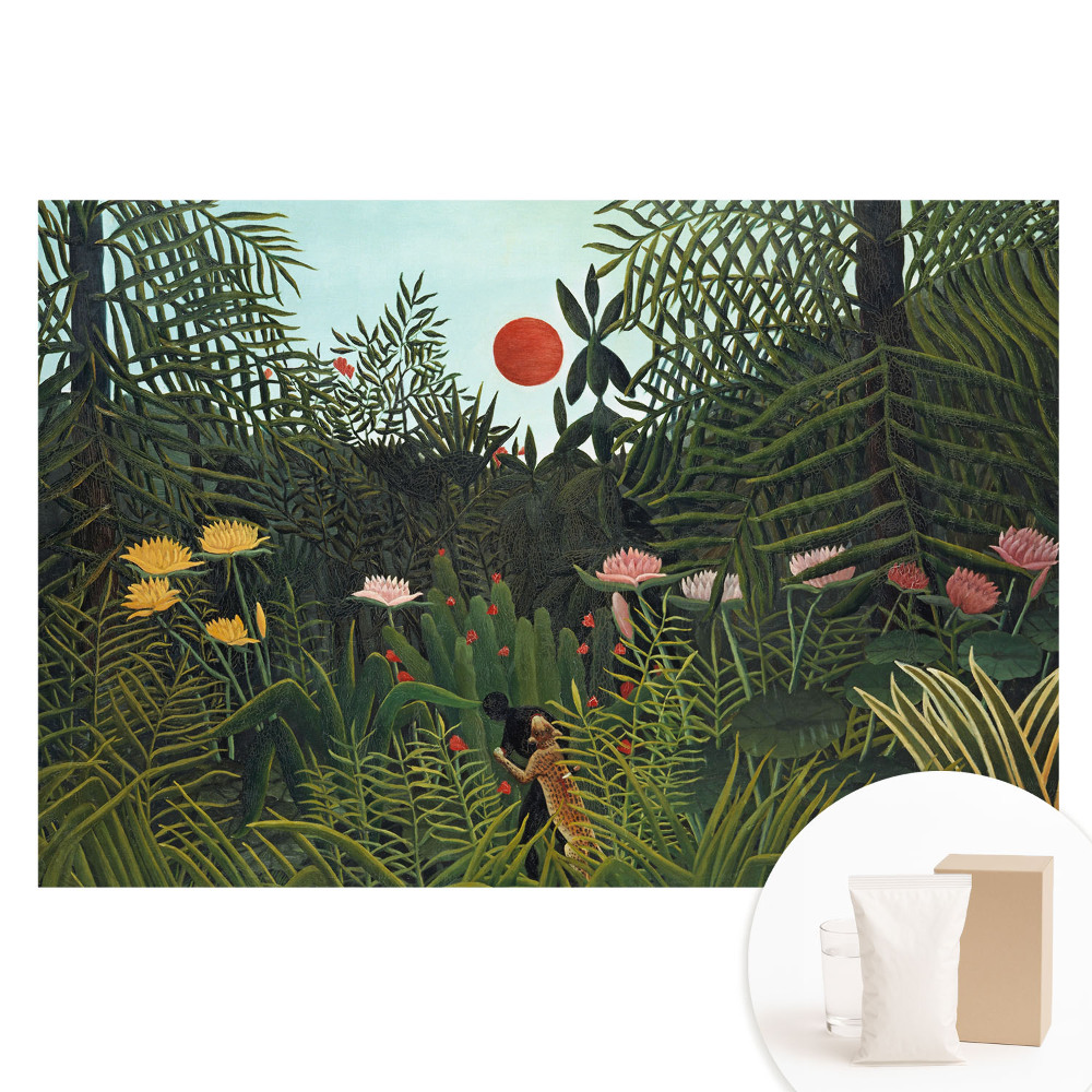 Tapet foto pe material nețesut Figură de soare în junglă tropicală