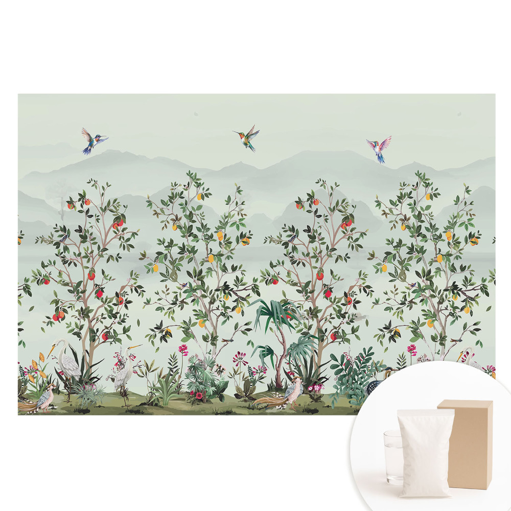 Tapet fotografic nețesut Un peisaj natural exotic plin de păsări