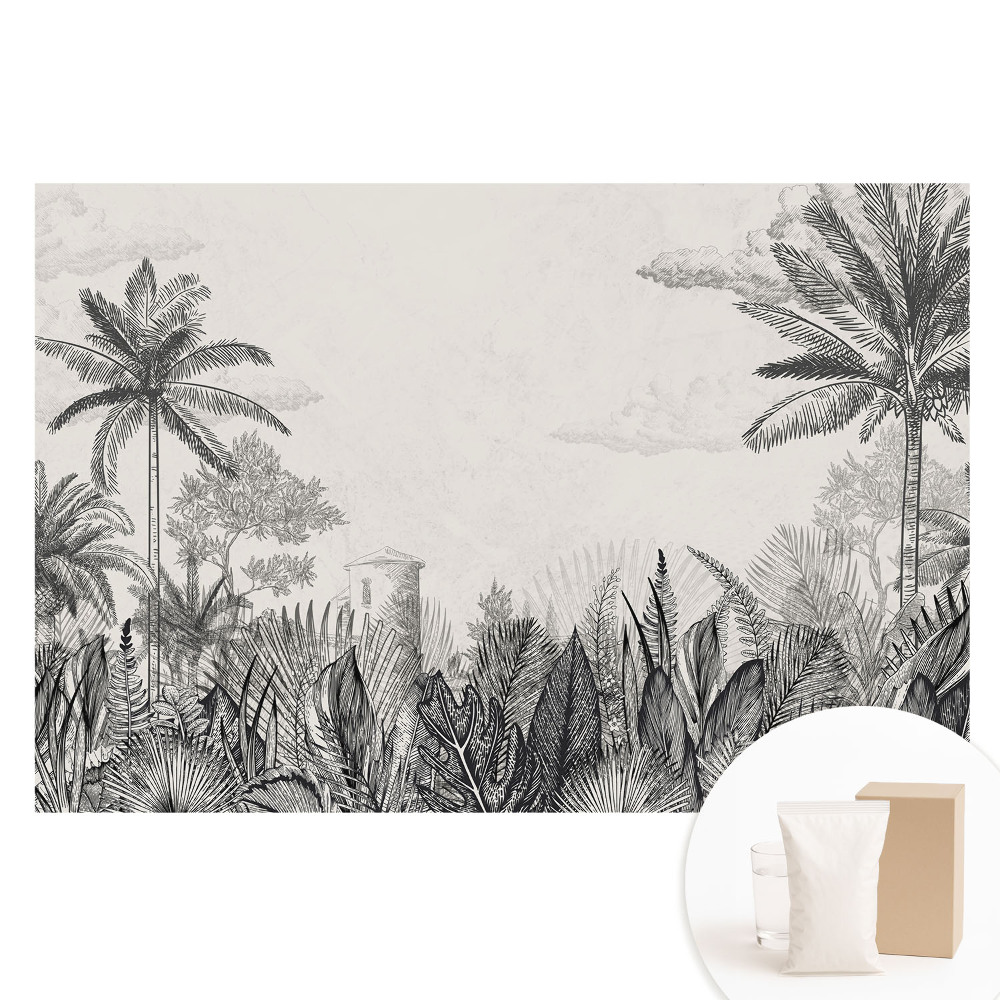 Tapet nețesut Palmieri exotici și o clădire misterioasă