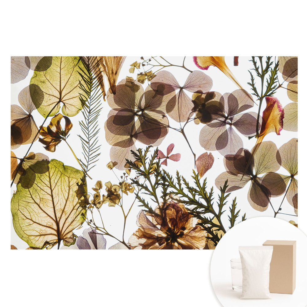 Tapet fotomural din material nețesut cu design de frunze și flori uscate în stil boho