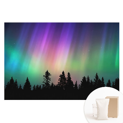 Tapet foto mare pentru perete Aurora boreală deasupra pădurii