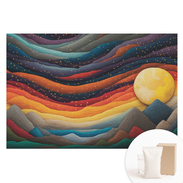 Tapet foto mare pentru perete Peisaj montan abstract, noapte cosmică