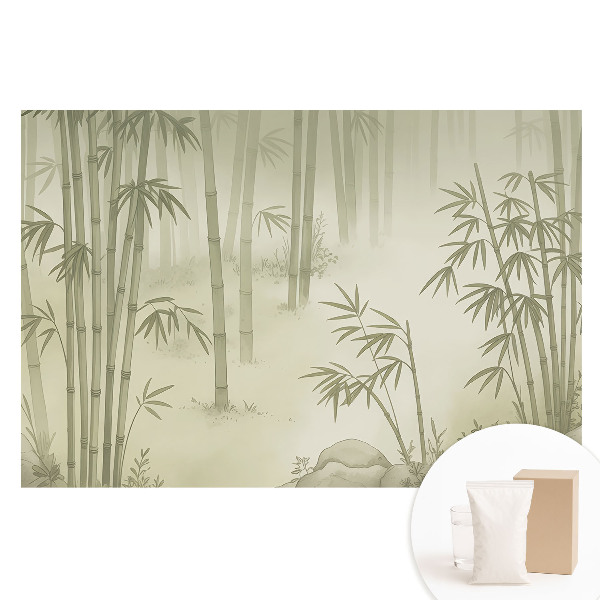 Tapet foto mare pentru perete Pădure de bambus într-o ceață delicată