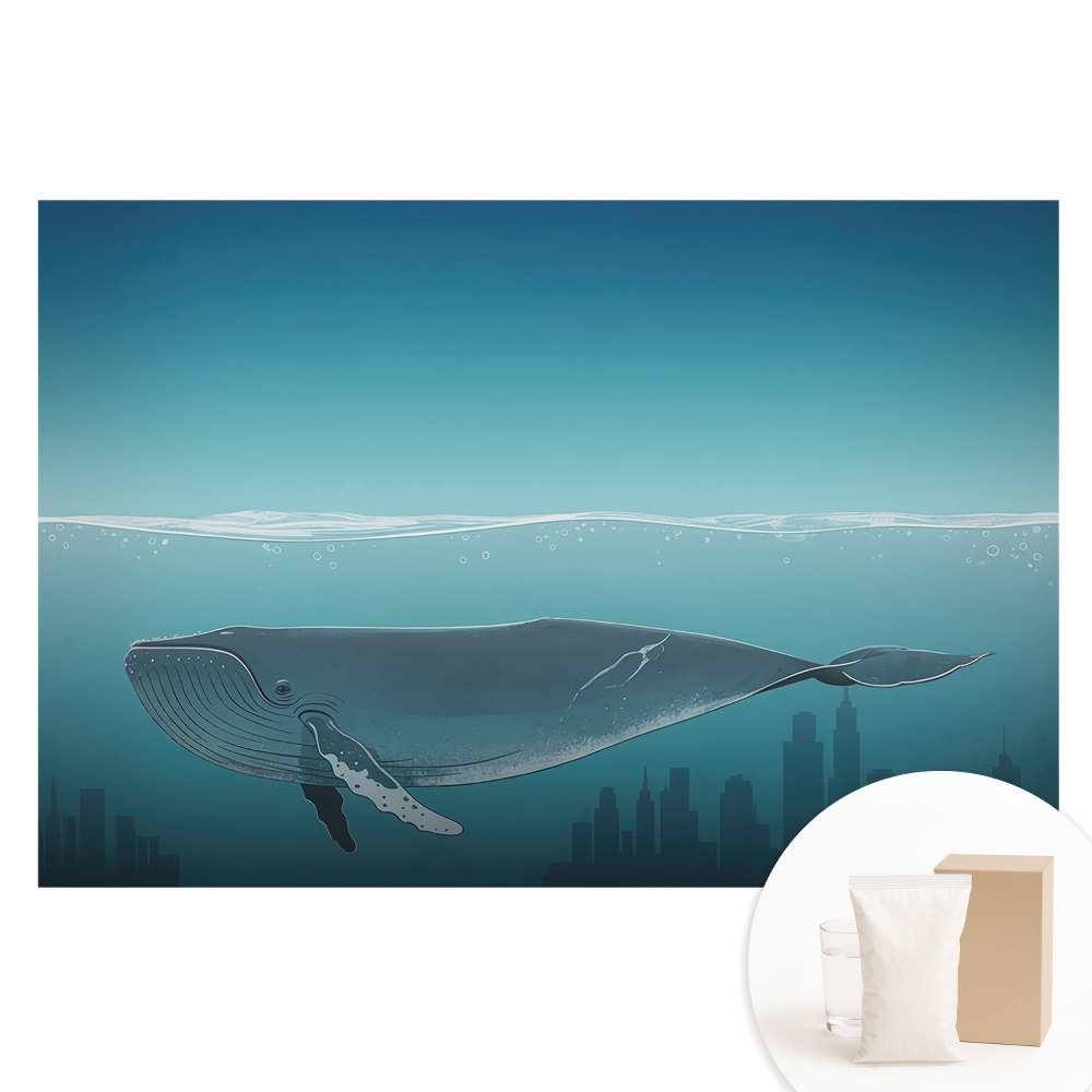 Tapet fotografic nețesut Balena și orașul la apus