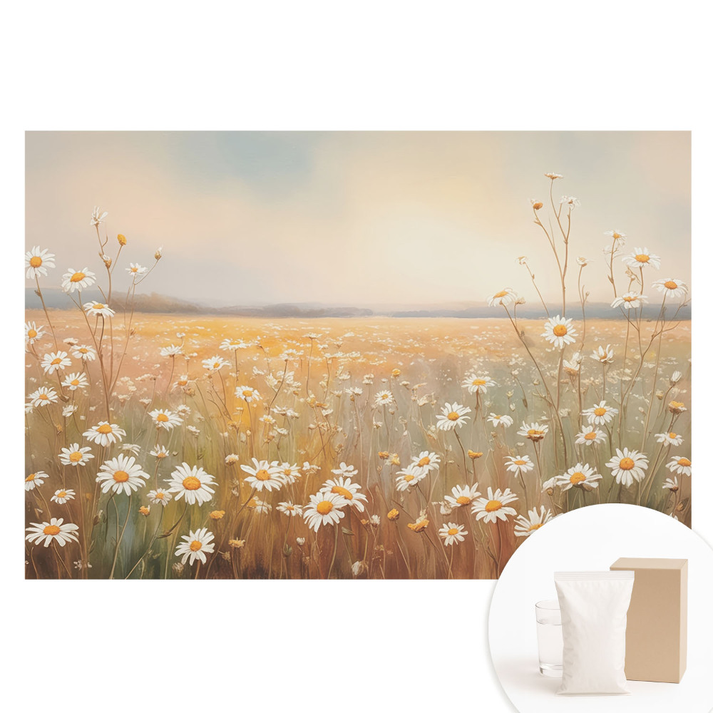 Tapet foto pe material nețesut Romantism în nuanțe pastelate de pajiște cu margarete
