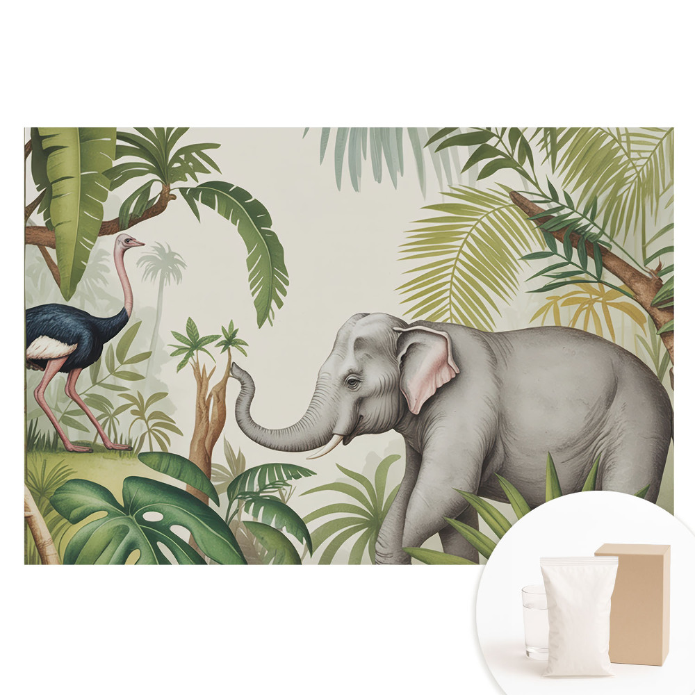 Tapet nețesut cu imprimeu Exotismul naturii într-un stil clasic