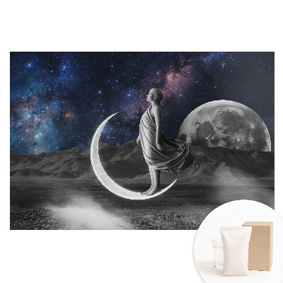 Tapet foto pe material nețesut Eleganță cosmică cu femeie mistică și lună