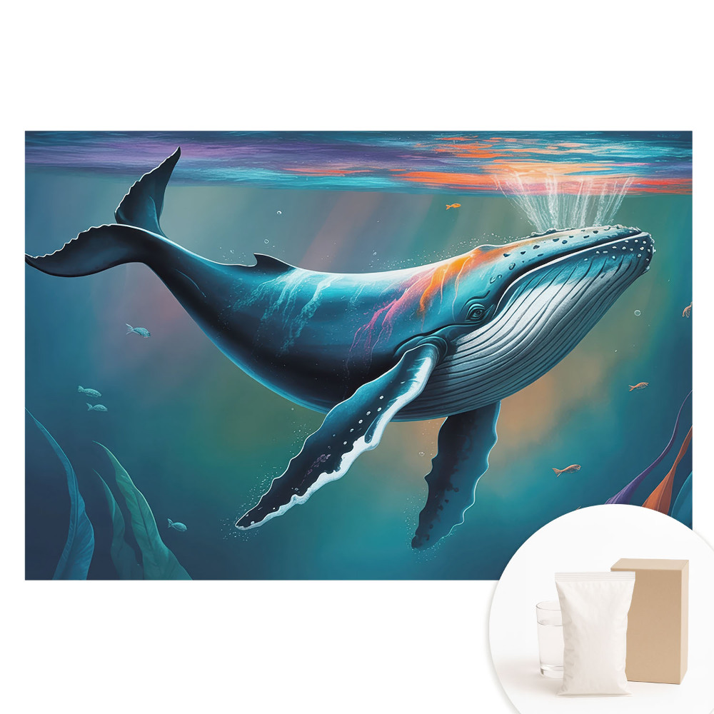 Fototapet cu imprimeu pe material nețesut O balenă în culorile oceanului