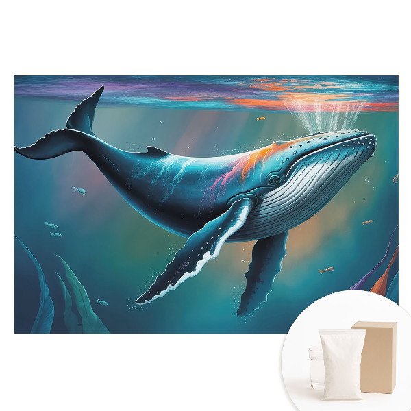 Fototapet cu imprimeu pe material nețesut O balenă în culorile oceanului