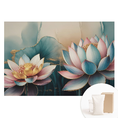 Tapet fotografic pe material nețesut Flori de lotus delicate într-un stil abstract