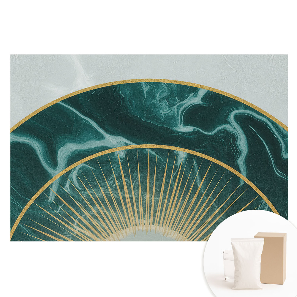 Tapet fotografic din material nețesut cu design semicerc de marmură verde