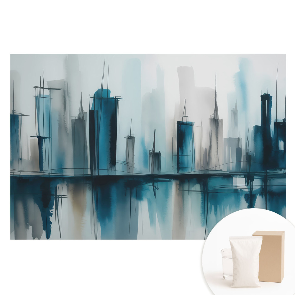 Tapet fotografic nețesut Un oraș în acuarelă, un accent calm și modern
