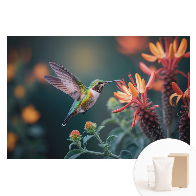 Tapet foto pe material nețesut Colibri printre plante cu flori