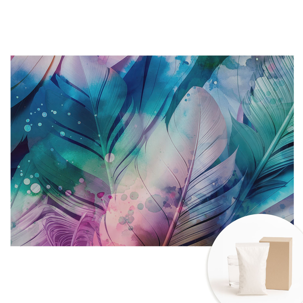 Tapet fotografic pe material nețesut Pene colorate, model armonios modern