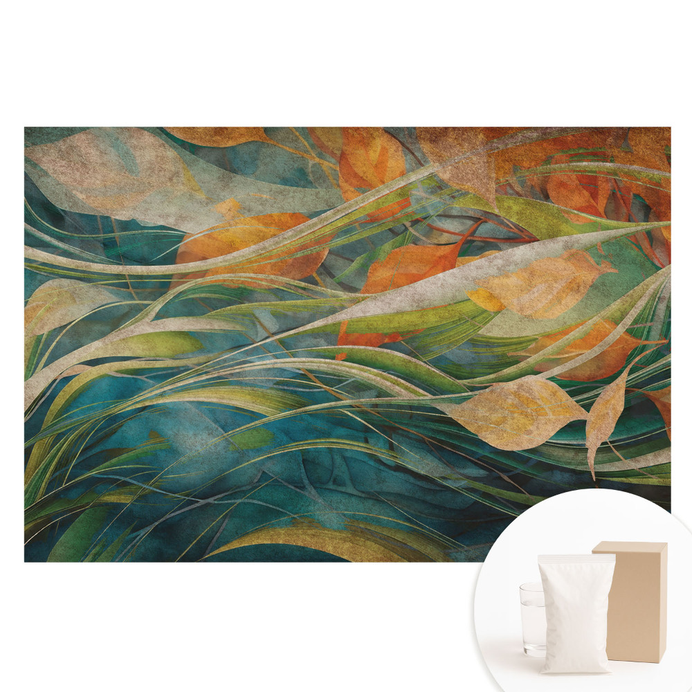 Tapet nețesut cu imprimeu Frunze naturale pe apă