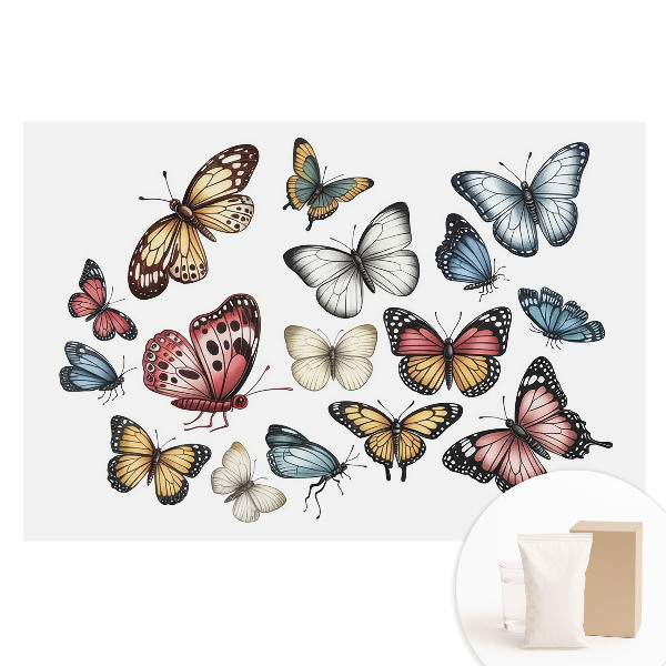 Tapet fotografic pe material nețesut Fluturi colorați împrăștiați armonios