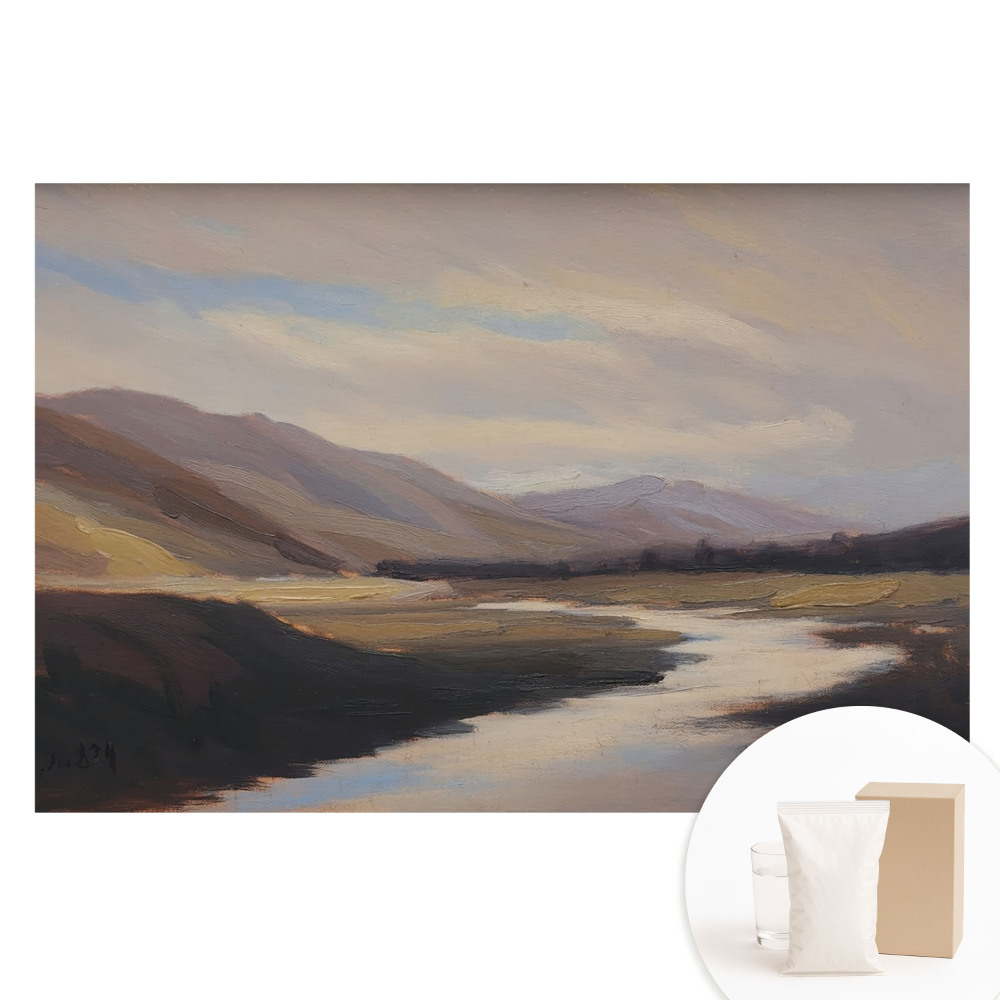 Tapet foto mare pentru perete Vale de munte cu un râu și nori