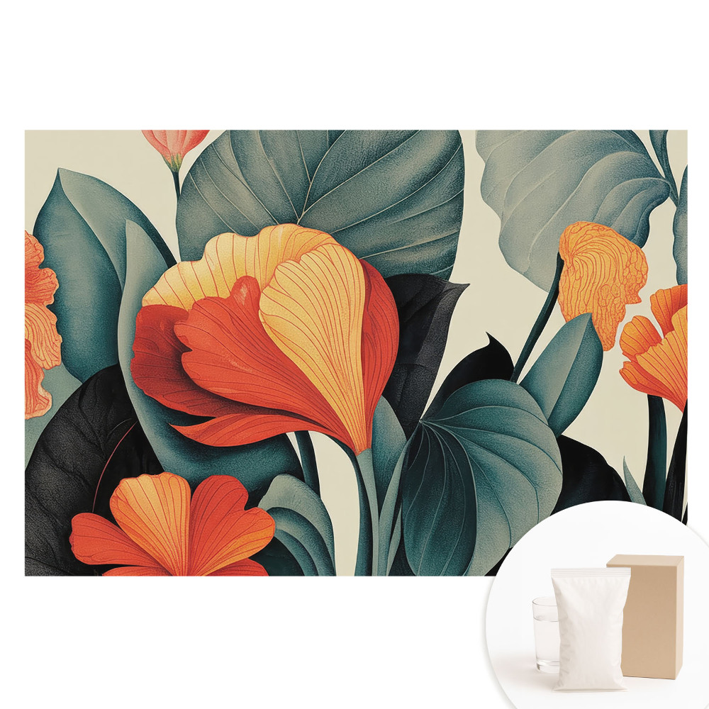 Tapet foto pe material nețesut Model armonios de flori exotice