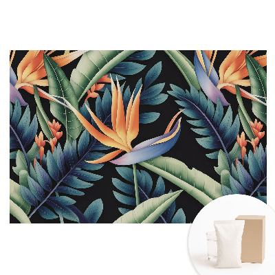 Tapet fotografic pe material nețesut Flori tropicale pe fundal negru
