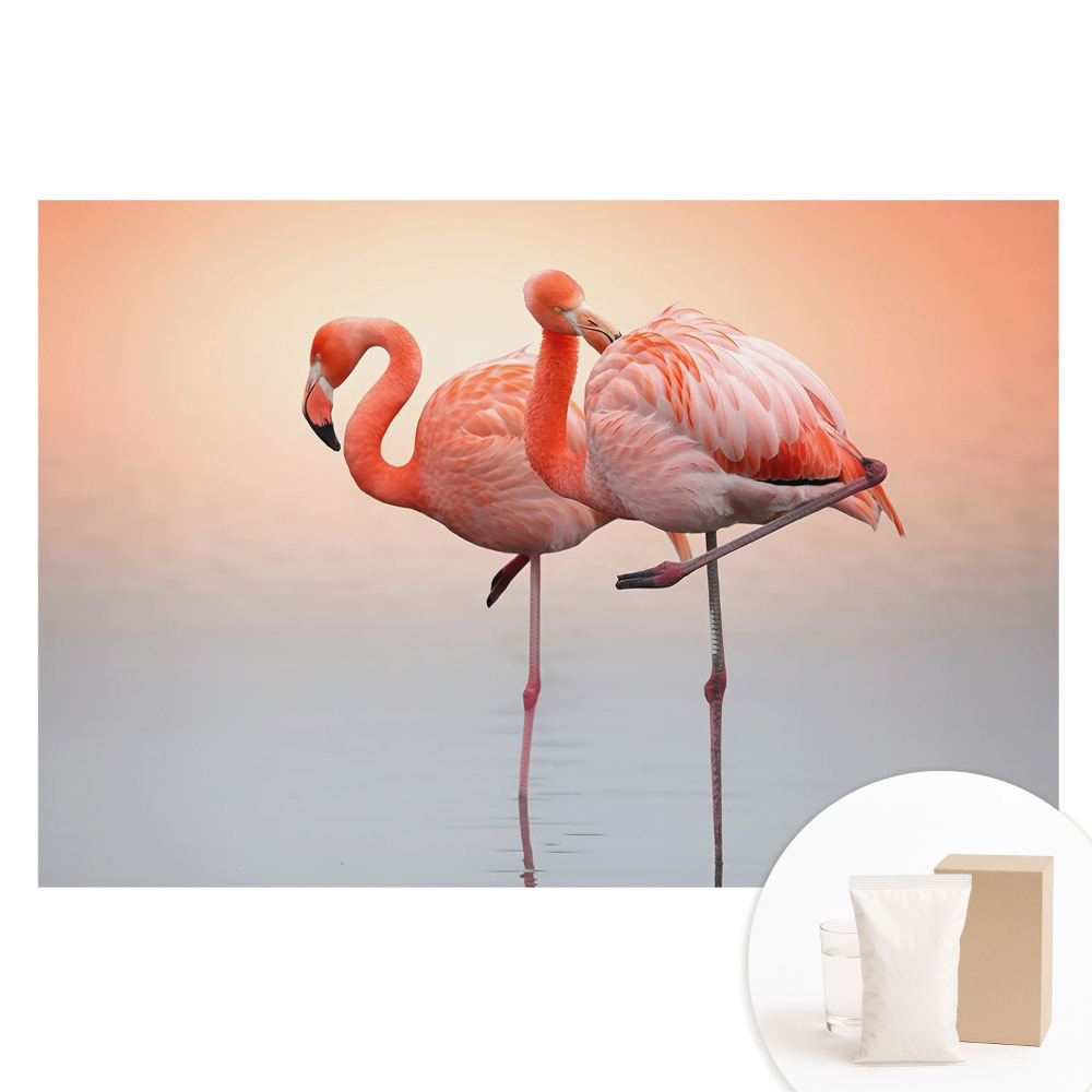 Tapet fotografic nețesut Flamingo pe un fundal pastel