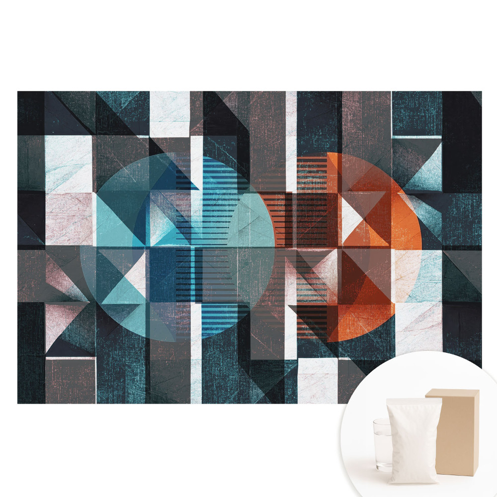 Tapet fotografic din material nețesut cu design geometric și culori dinamice
