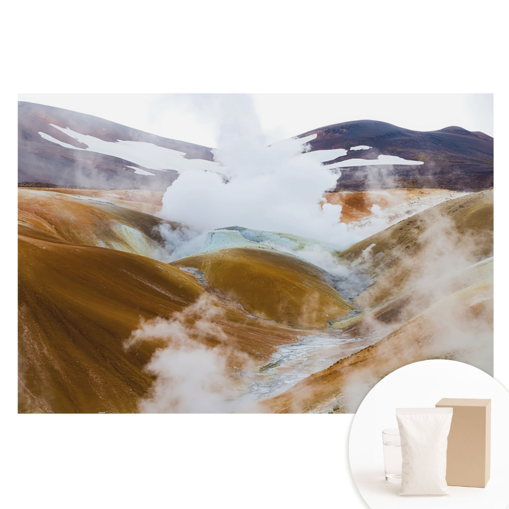 Tapet foto mare pentru perete cu dealuri colorate și ceață naturală