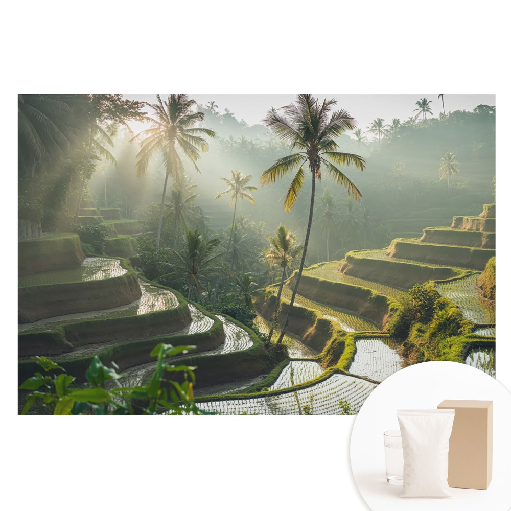 Tapet fotografic nețesut Terase de orez exotice printre palmieri