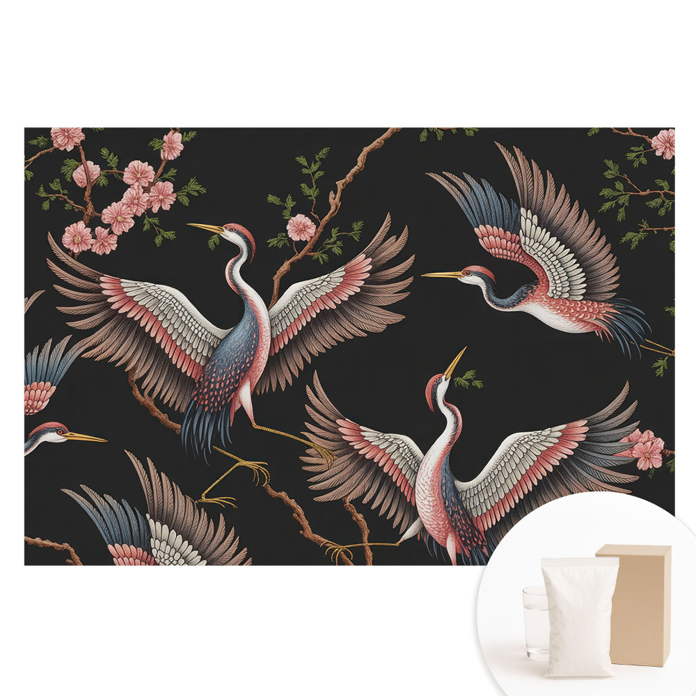 Tapet foto mare pentru perete Păsări și flori pe fundalul naturii