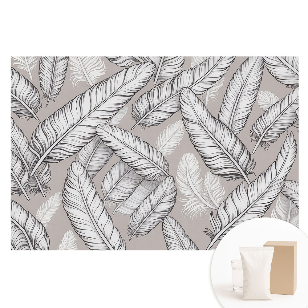 Tapet foto mare pentru perete Pene delicate, model simetric, eleganță clasică