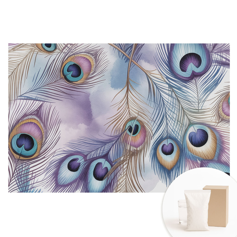 Tapet foto mare pentru perete Pene de păun abstracte pastelate