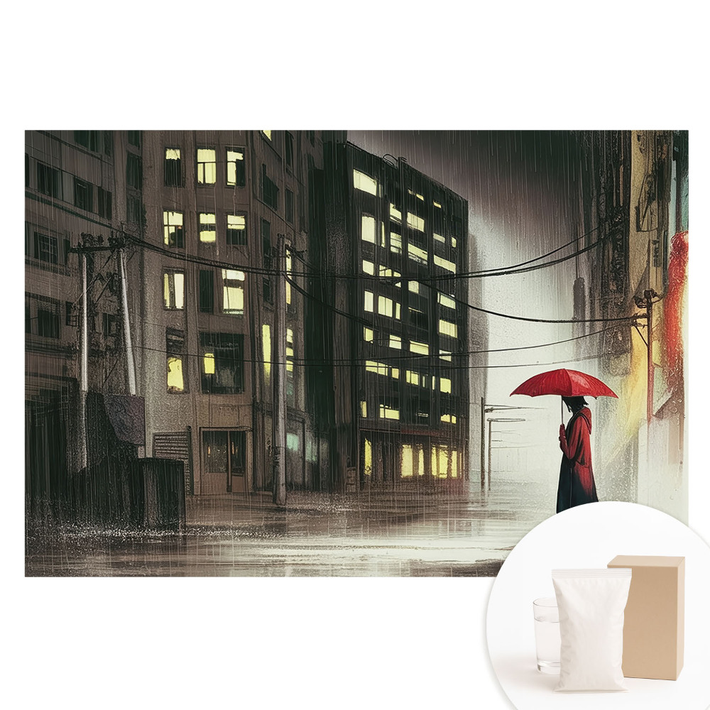Tapet fotografic pe material nețesut Misterul stării de spirit ploioase din oraș, noapte