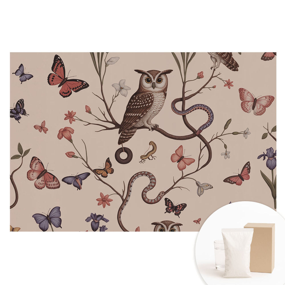Tapet nețesut cu imprimeu O idilă naturală de fluturi și flori
