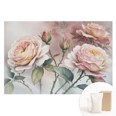 Tapet fototapet nețesut cu design reprezentând flori romantice în stil elegant și delicat