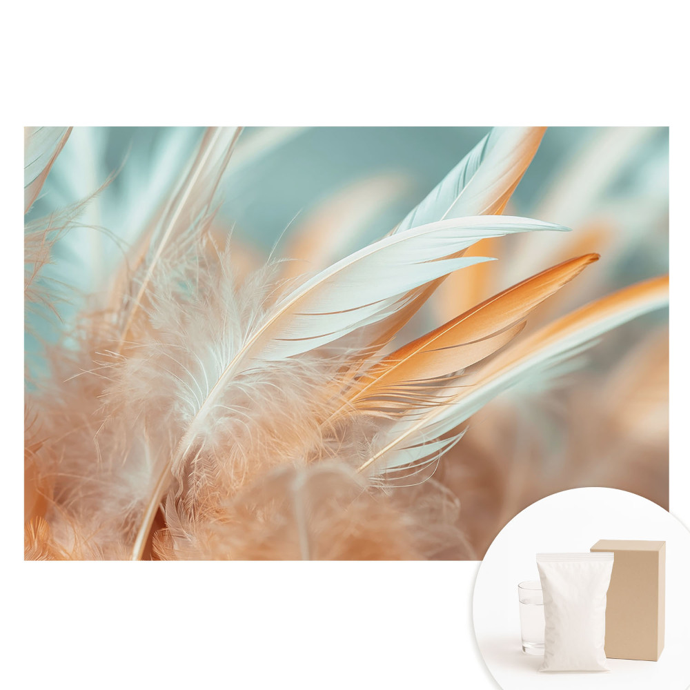 Tapet nețesut cu imprimeu Pene pastelate în armonie