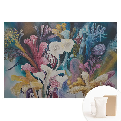 Tapet foto mare pentru perete cu model abstract de flori și peisaj colorat