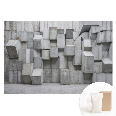 Tapet nețesut cu imprimeu Cuboide industriale din beton.