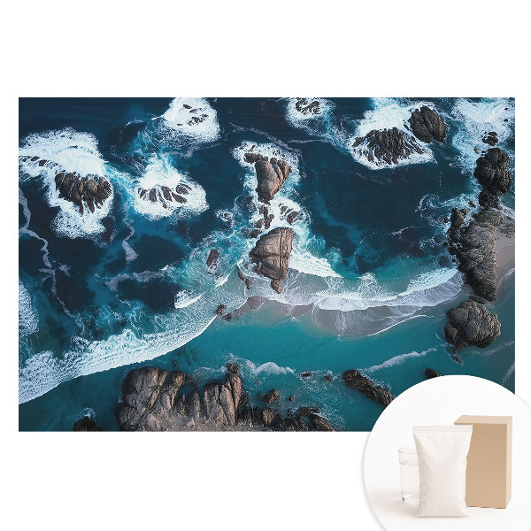 Tapet fotografic nețesut Vedere a oceanului cu roci de sus în culori vii