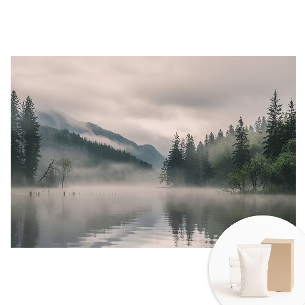 Tapet nețesut cu imprimeu Ceață peste lac printre munți