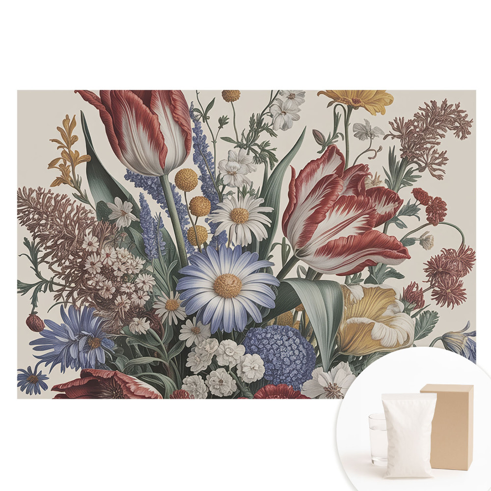 Fototapet cu imprimeu pe material nețesut Un aranjament floral colorat într-un stil clasic