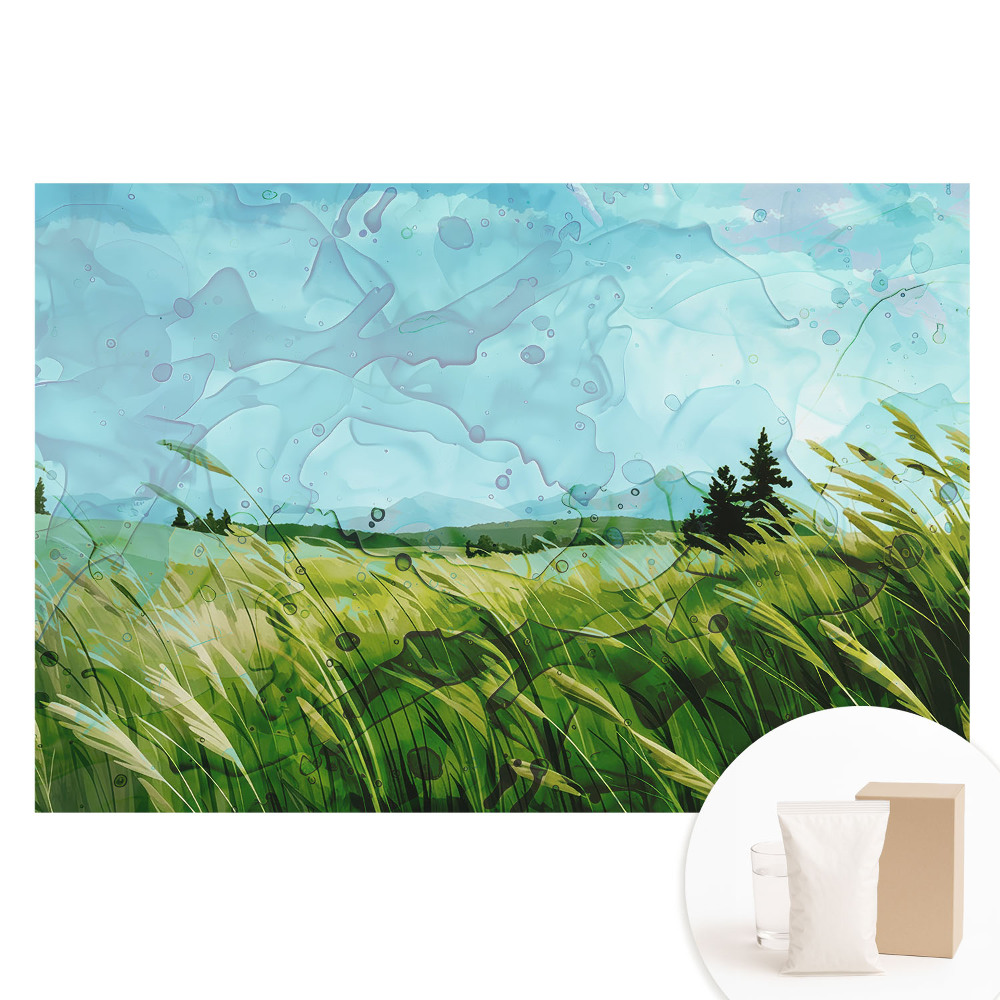 Tapet foto pe material nețesut Pajiște rustică în acuarelă