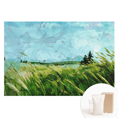 Tapet foto pe material nețesut Pajiște rustică în acuarelă