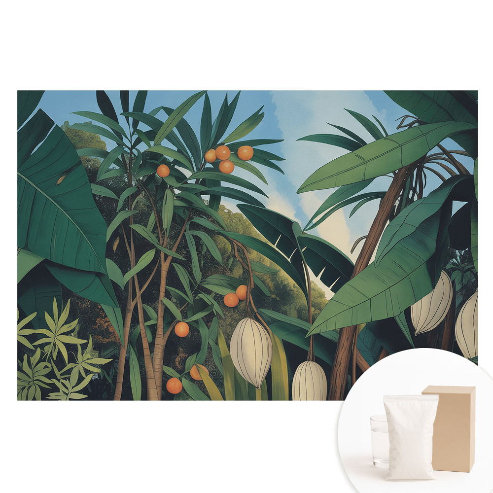 Tapet nețesut cu imprimeu Frunze și fructe exotice în zonele tropicale
