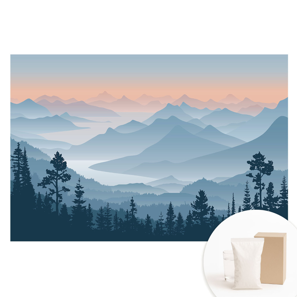 Tapet nețesut cu imprimeu Munți încețoșați în zori