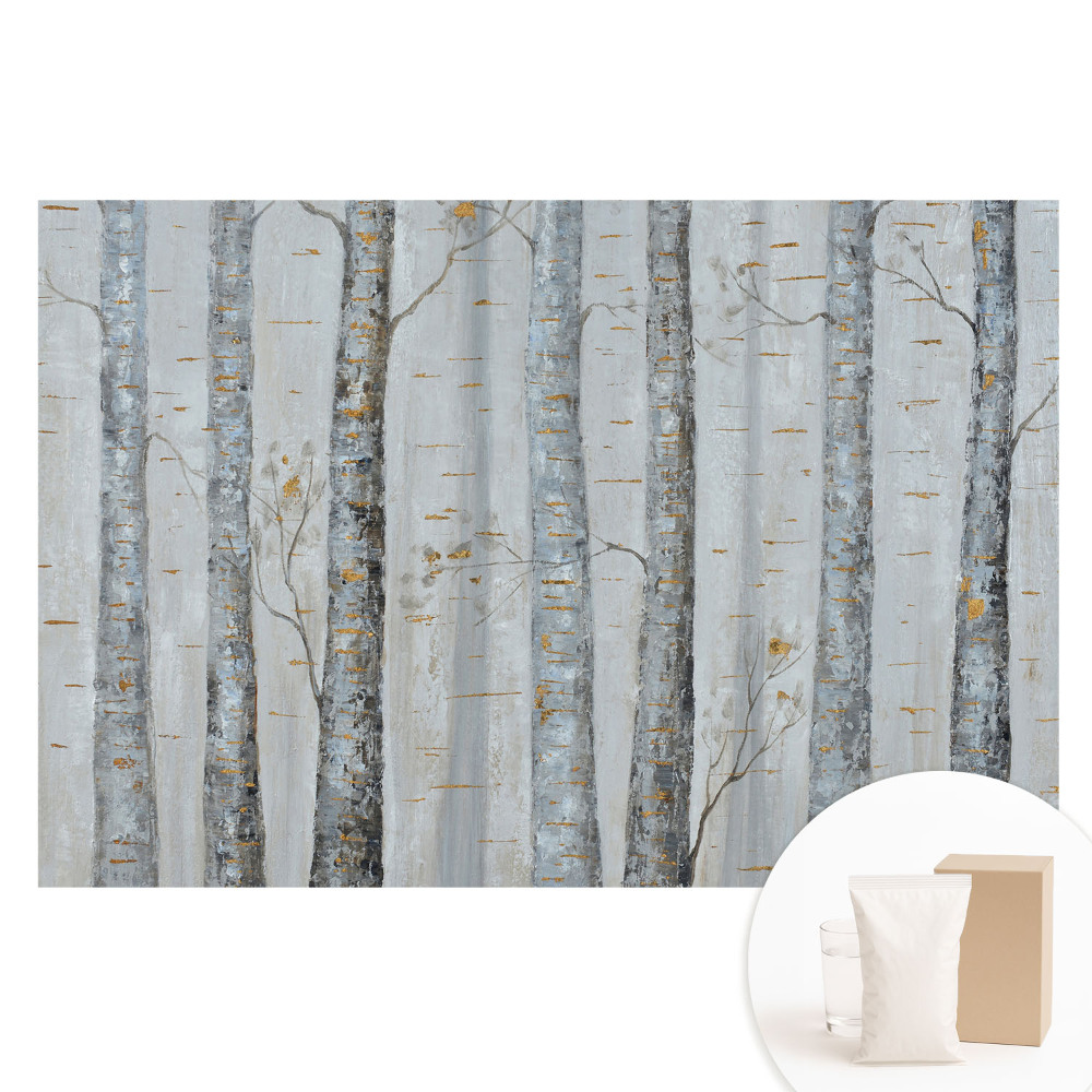 Tapet fotografic din material nețesut cu model clasic de pădure de mesteacăn