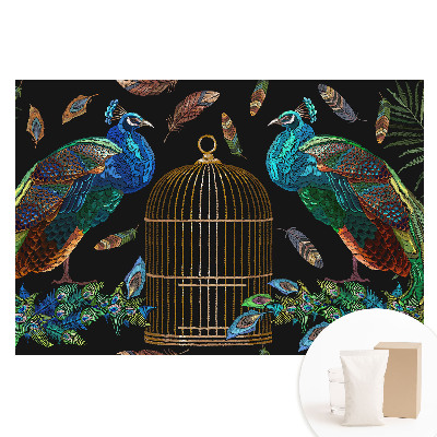 Tapet foto mare pentru perete Păuni printre pene simetrice