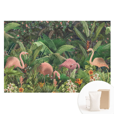 Fototapet cu imprimeu pe material nețesut Exotismul tropical al flamingo-urilor